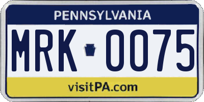 PA license plate MRK0075