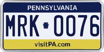 PA license plate MRK0076
