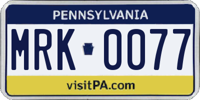 PA license plate MRK0077