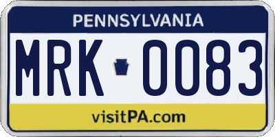 PA license plate MRK0083