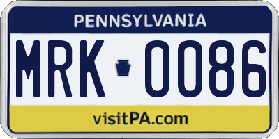 PA license plate MRK0086