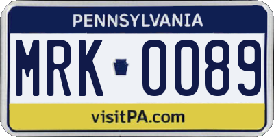 PA license plate MRK0089
