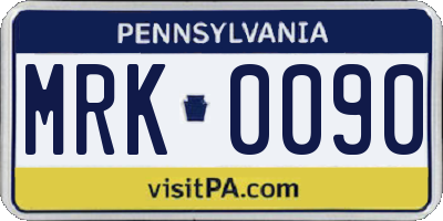 PA license plate MRK0090