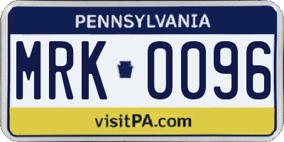 PA license plate MRK0096
