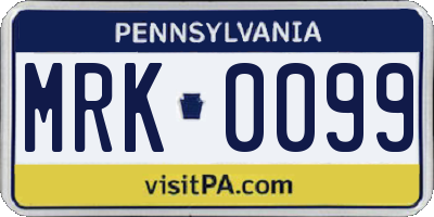 PA license plate MRK0099