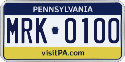 PA license plate MRK0100