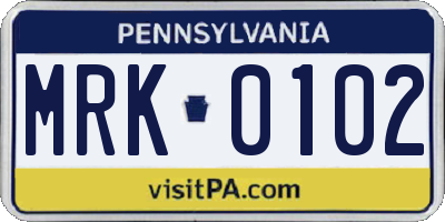 PA license plate MRK0102