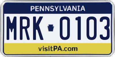 PA license plate MRK0103