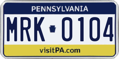 PA license plate MRK0104