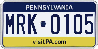 PA license plate MRK0105