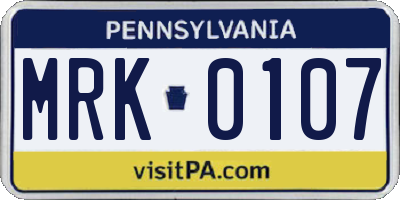PA license plate MRK0107