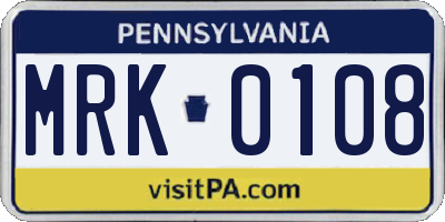 PA license plate MRK0108