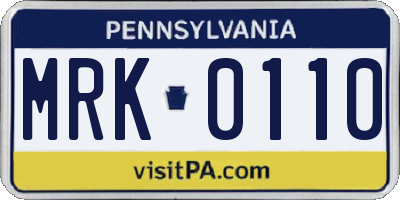 PA license plate MRK0110