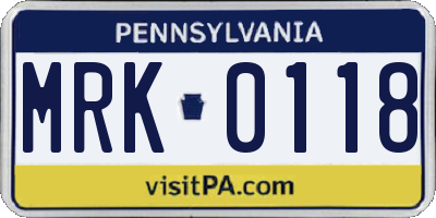PA license plate MRK0118