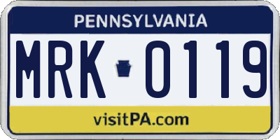 PA license plate MRK0119
