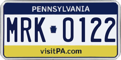 PA license plate MRK0122