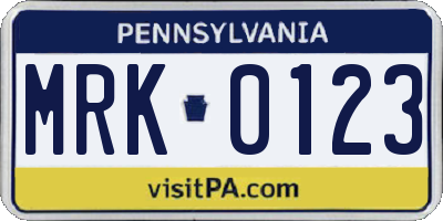 PA license plate MRK0123