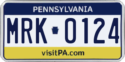 PA license plate MRK0124