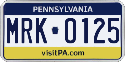PA license plate MRK0125