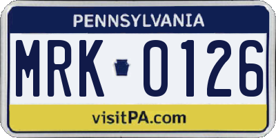 PA license plate MRK0126