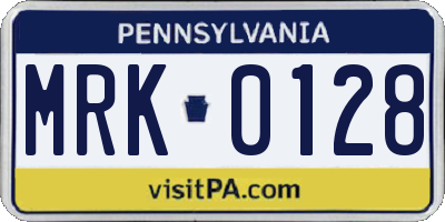 PA license plate MRK0128