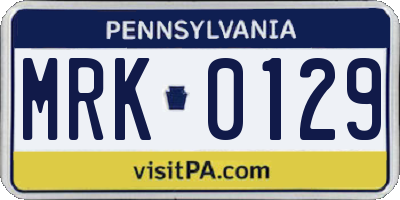 PA license plate MRK0129