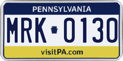 PA license plate MRK0130