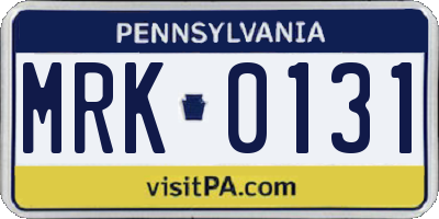 PA license plate MRK0131