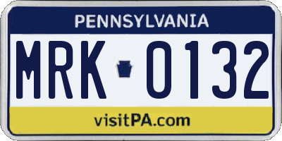 PA license plate MRK0132