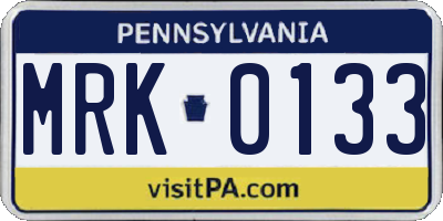 PA license plate MRK0133