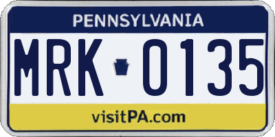 PA license plate MRK0135