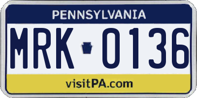 PA license plate MRK0136