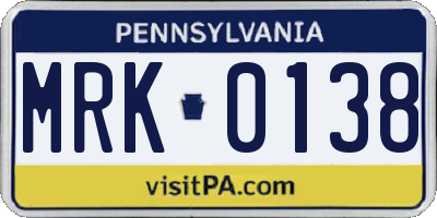 PA license plate MRK0138