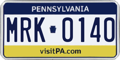 PA license plate MRK0140