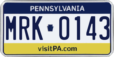 PA license plate MRK0143