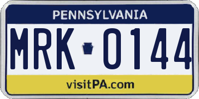 PA license plate MRK0144