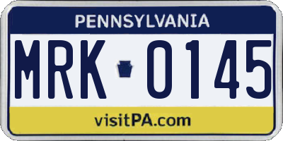 PA license plate MRK0145