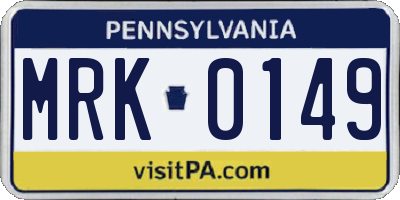 PA license plate MRK0149