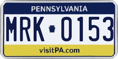 PA license plate MRK0153