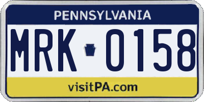 PA license plate MRK0158