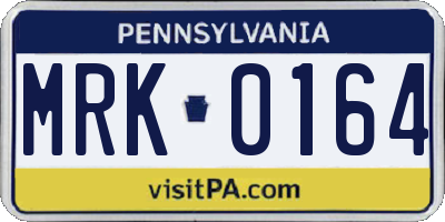 PA license plate MRK0164