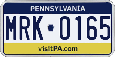 PA license plate MRK0165