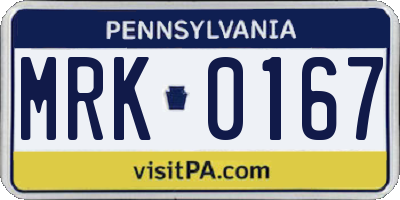 PA license plate MRK0167