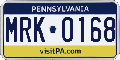 PA license plate MRK0168