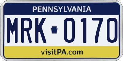 PA license plate MRK0170