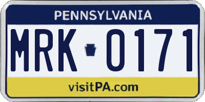 PA license plate MRK0171
