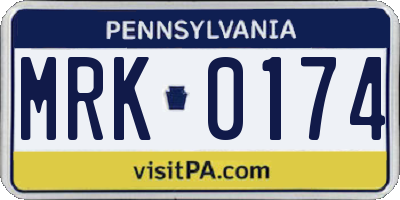 PA license plate MRK0174