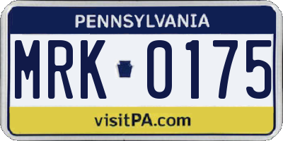 PA license plate MRK0175
