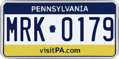 PA license plate MRK0179