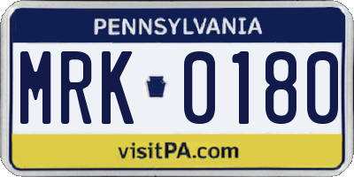 PA license plate MRK0180